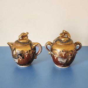 VINTAGE ROYAL SATSUMA CREAMER, SUGAR, SERVING SET, COFFEE, TEA, JAPANESE